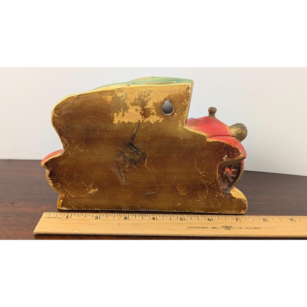 Vintage Antique Car Coin Banks Wall Hanging Tabletop Red Blue Pair Resin 7 Inch - Picture 13 of 16